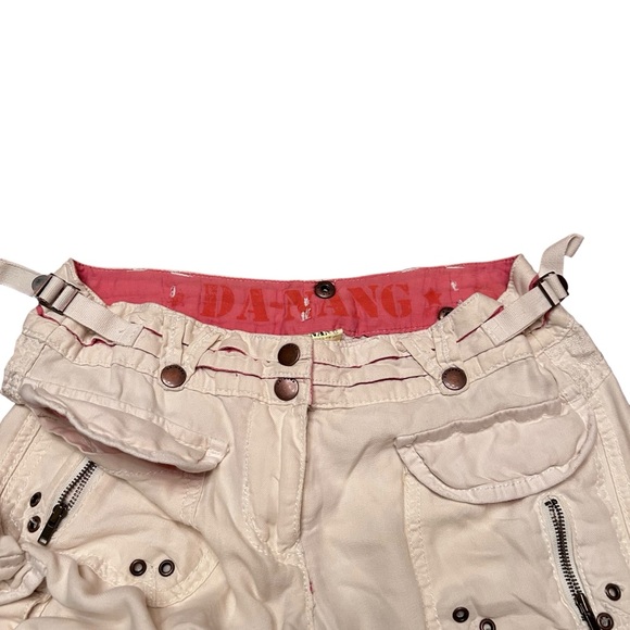 Vintage Da nang White Silk Corgo Pants with Studded Cargo Pockets - Picture 2 of 16